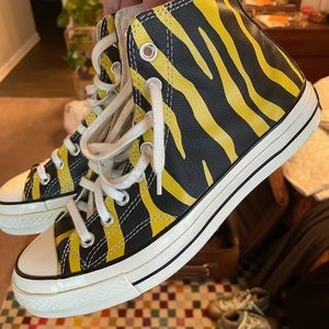 CONVERSE Leather Black and Yellow Zebra